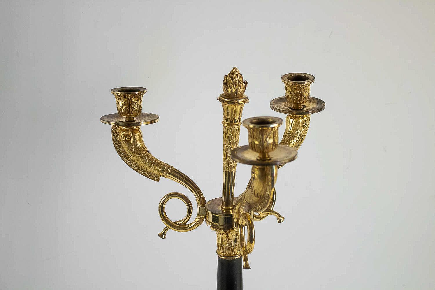 Large Pair of French Empire or Restauration Period Candelabra, circa 1815-1830 For Sale 1