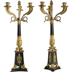 Large Pair of French Empire or Restauration Period Candelabra, Early 1800s