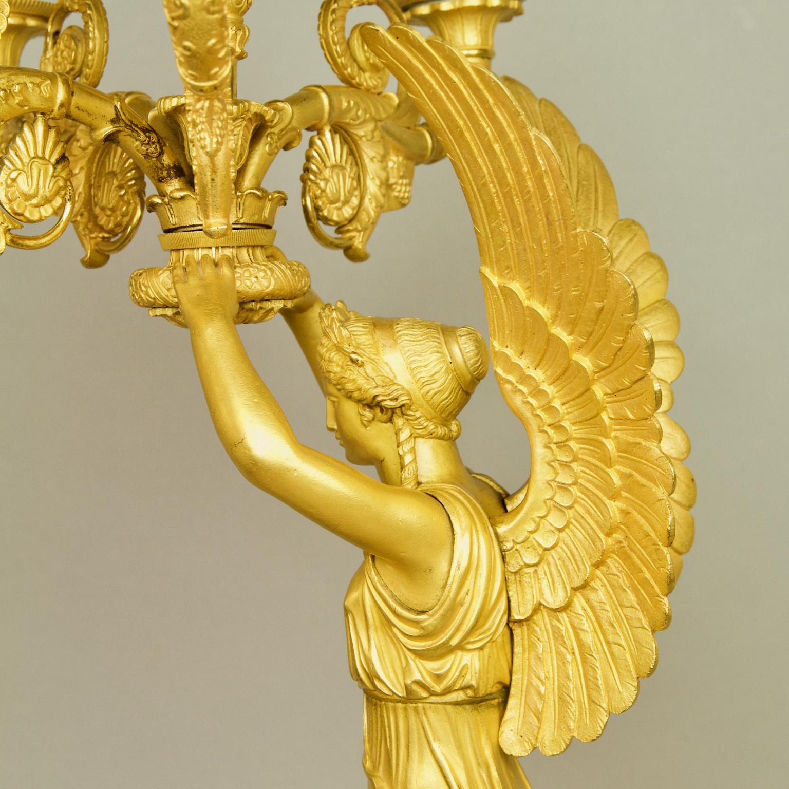 Pair of French Empire Gilt Bronze Winged Victory Candelabras, attr. P.P. Thomire 7