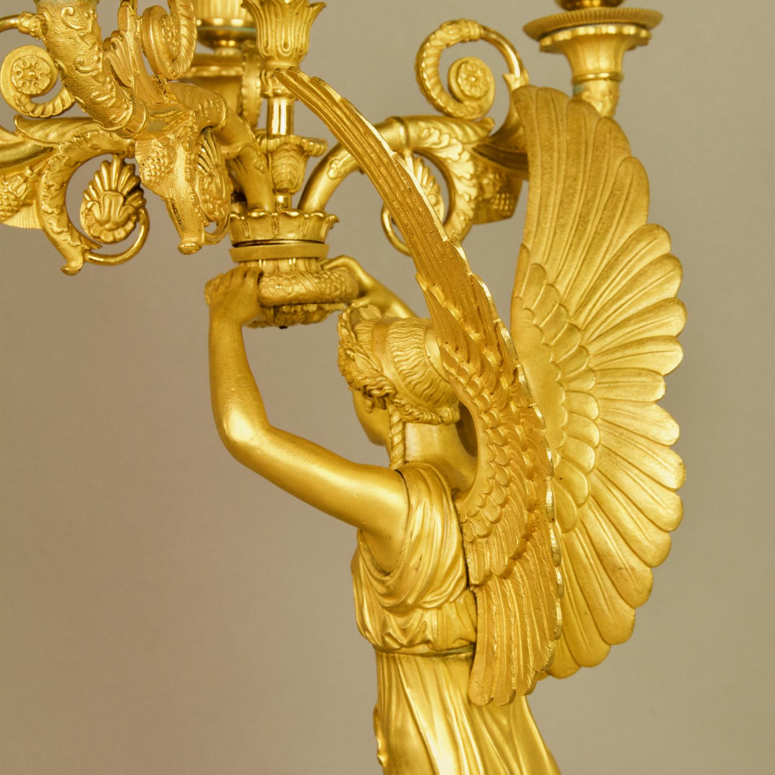 Pair of French Empire Gilt Bronze Winged Victory Candelabras, attr. P.P. Thomire 8