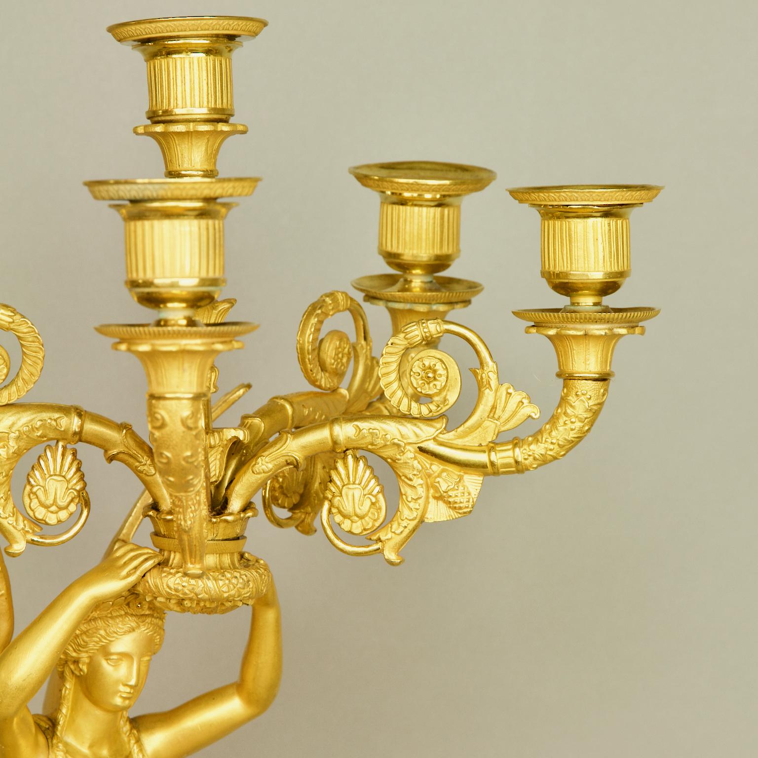 Pair of French Empire Gilt Bronze Winged Victory Candelabras, attr. P.P. Thomire 10
