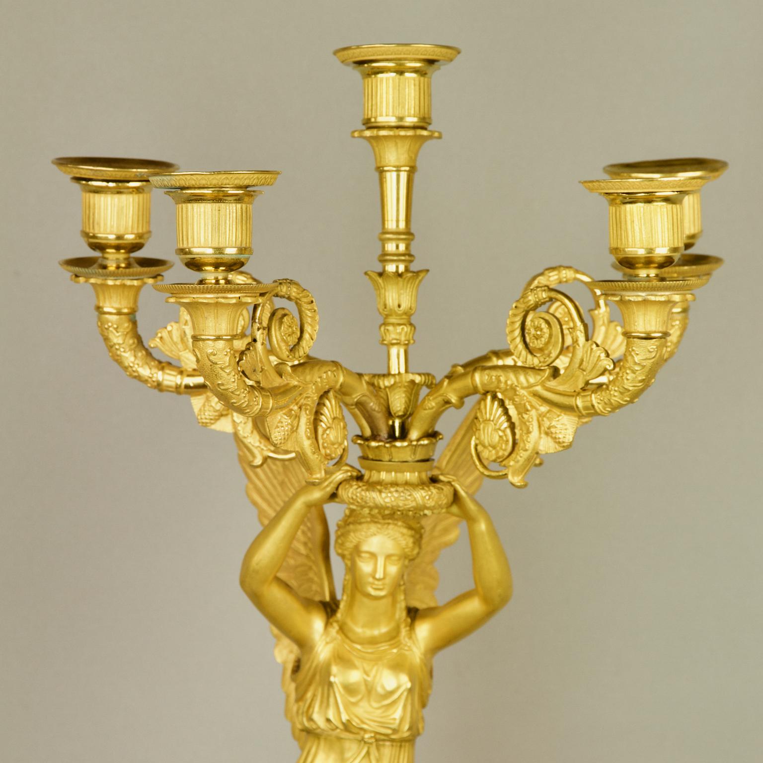 Pair of French Empire Gilt Bronze Winged Victory Candelabras, attr. P.P. Thomire 11