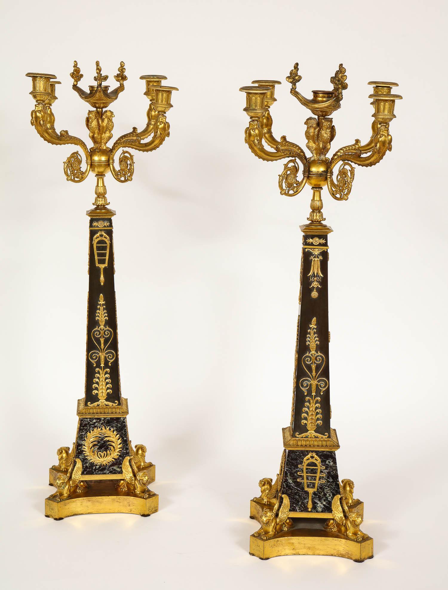 Large Pair of French Empire Period Candelabra, Attributed to Claude Galle For Sale 7