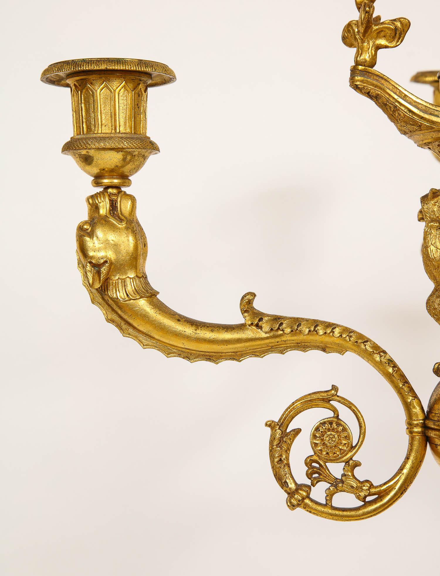 Patinated Large Pair of French Empire Period Candelabra, Attributed to Claude Galle For Sale