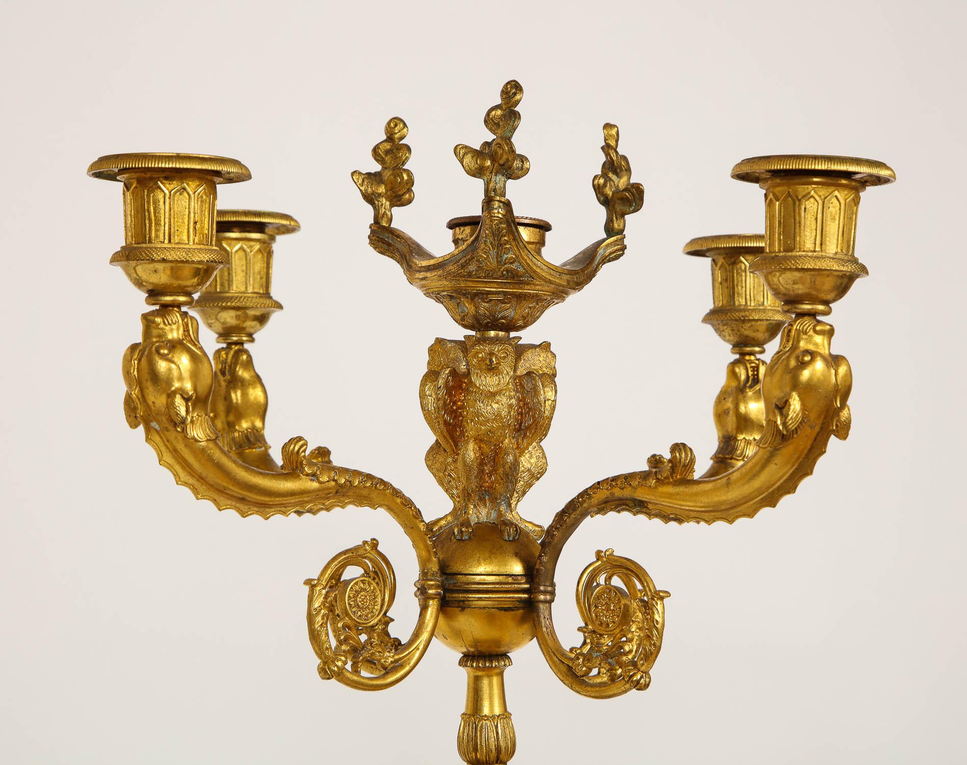Large Pair of French Empire Period Candelabra, Attributed to Claude Galle For Sale 3