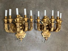 Large Pair of French Giltwood Wall Sconces