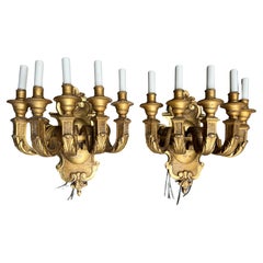 Large Pair of French Giltwood Wall Sconces