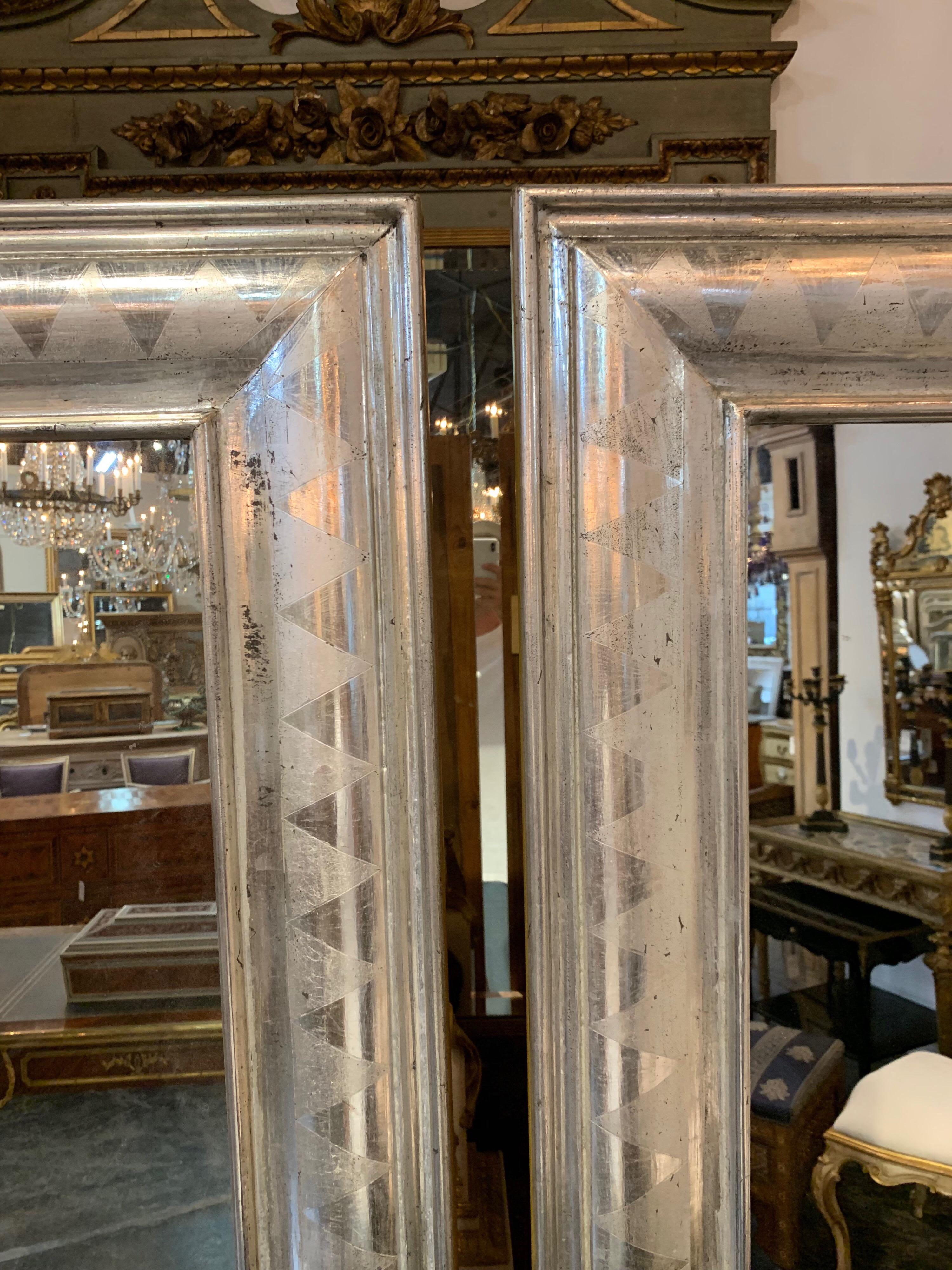 Louis Philippe Large Pair of French High Style Silver Leaf Mirrors