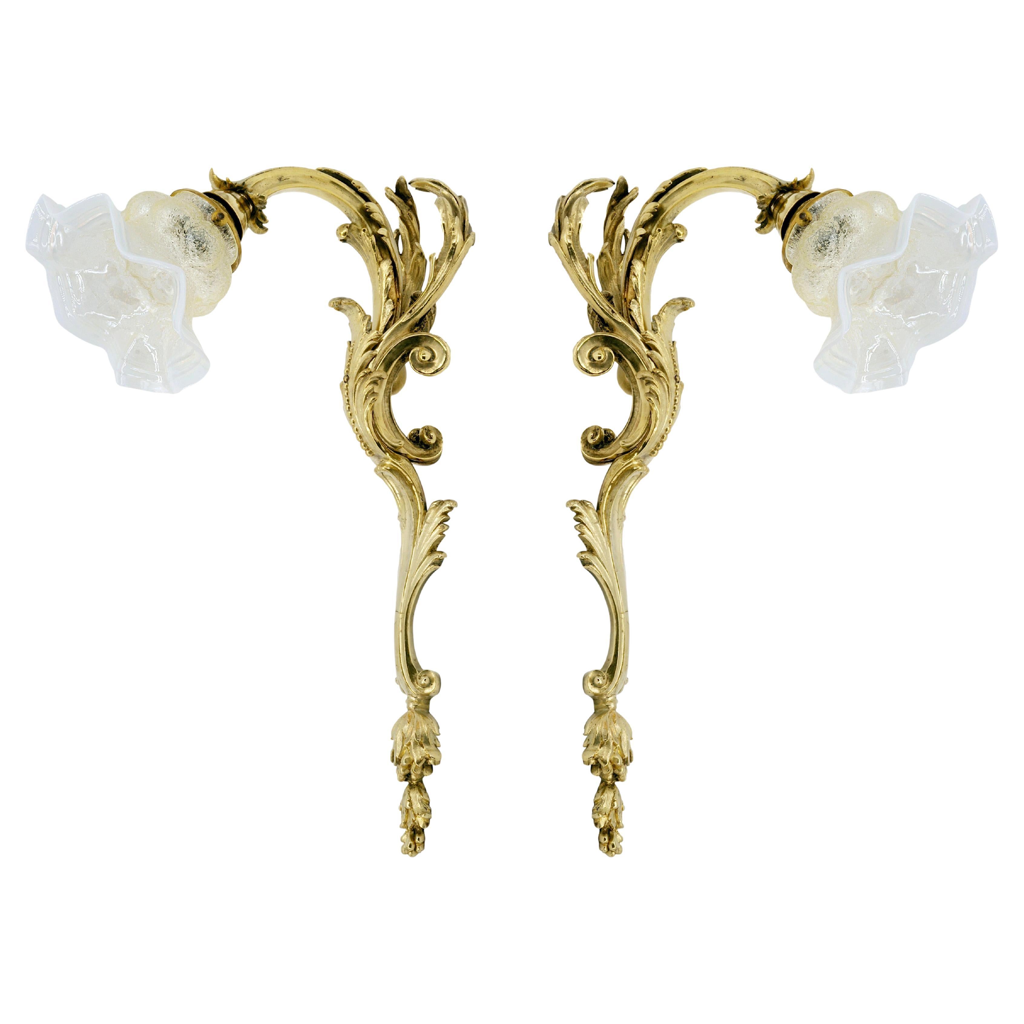 Grande coppia di applique francesi in bronzo Napoleone III, 1880-1890