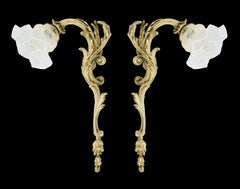 Large Pair of French Napoleon III Wall Sconces, Gilt Bronze, 1880-1890