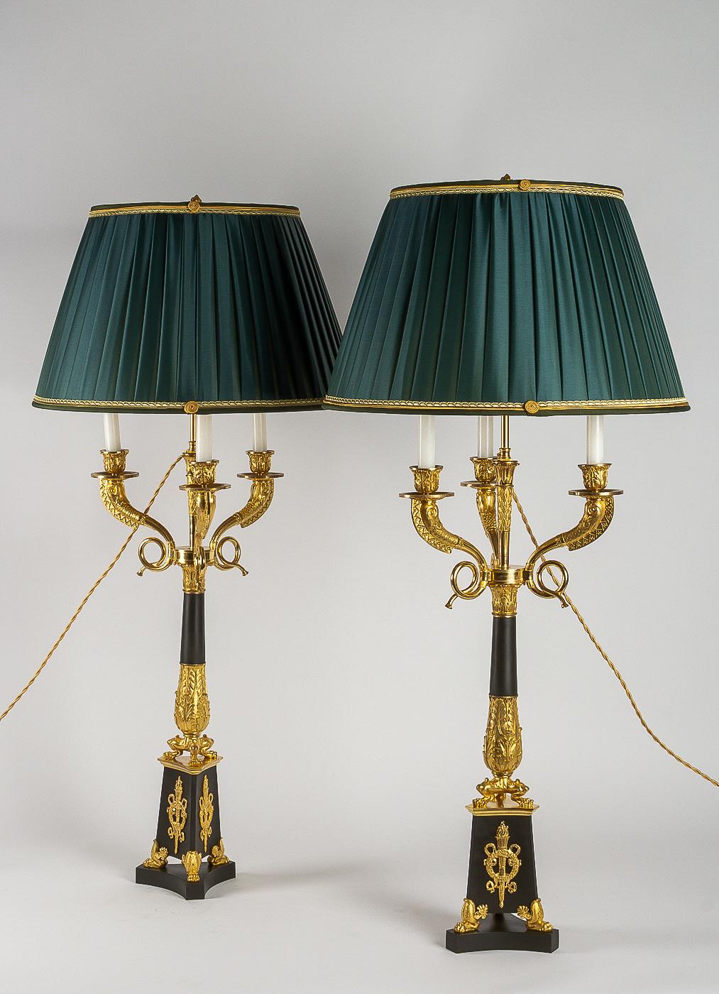 Large Pair of French Restauration Period Candelabras Converted in Table Lamps 12
