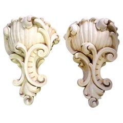 Large Pair of French Serge Roche Inspired Plaster Sconces