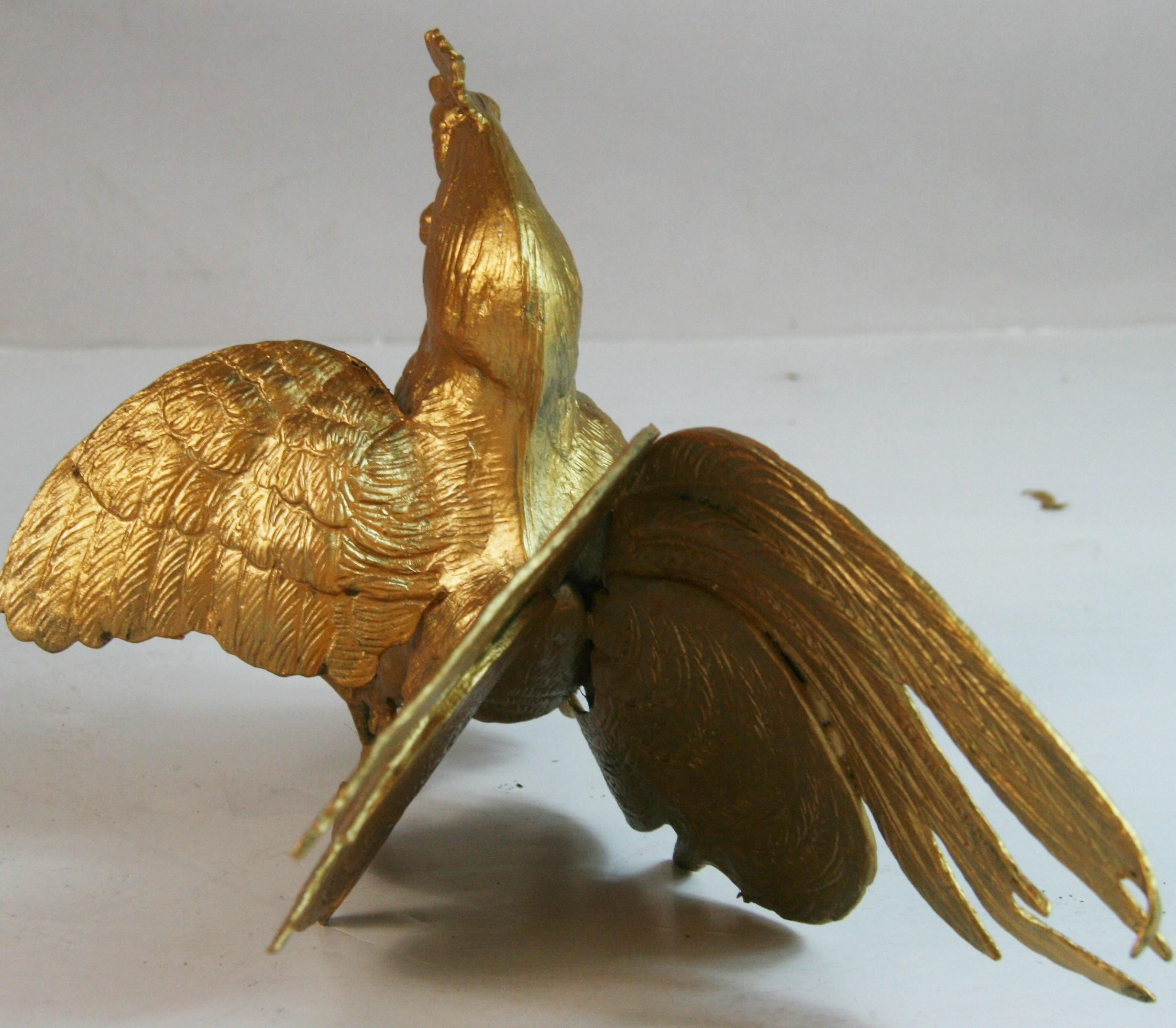Coppia di oggetti antichi  Galli da combattimento o galli in bronzo massiccio/Finali di libri.Sculture in vendita 4