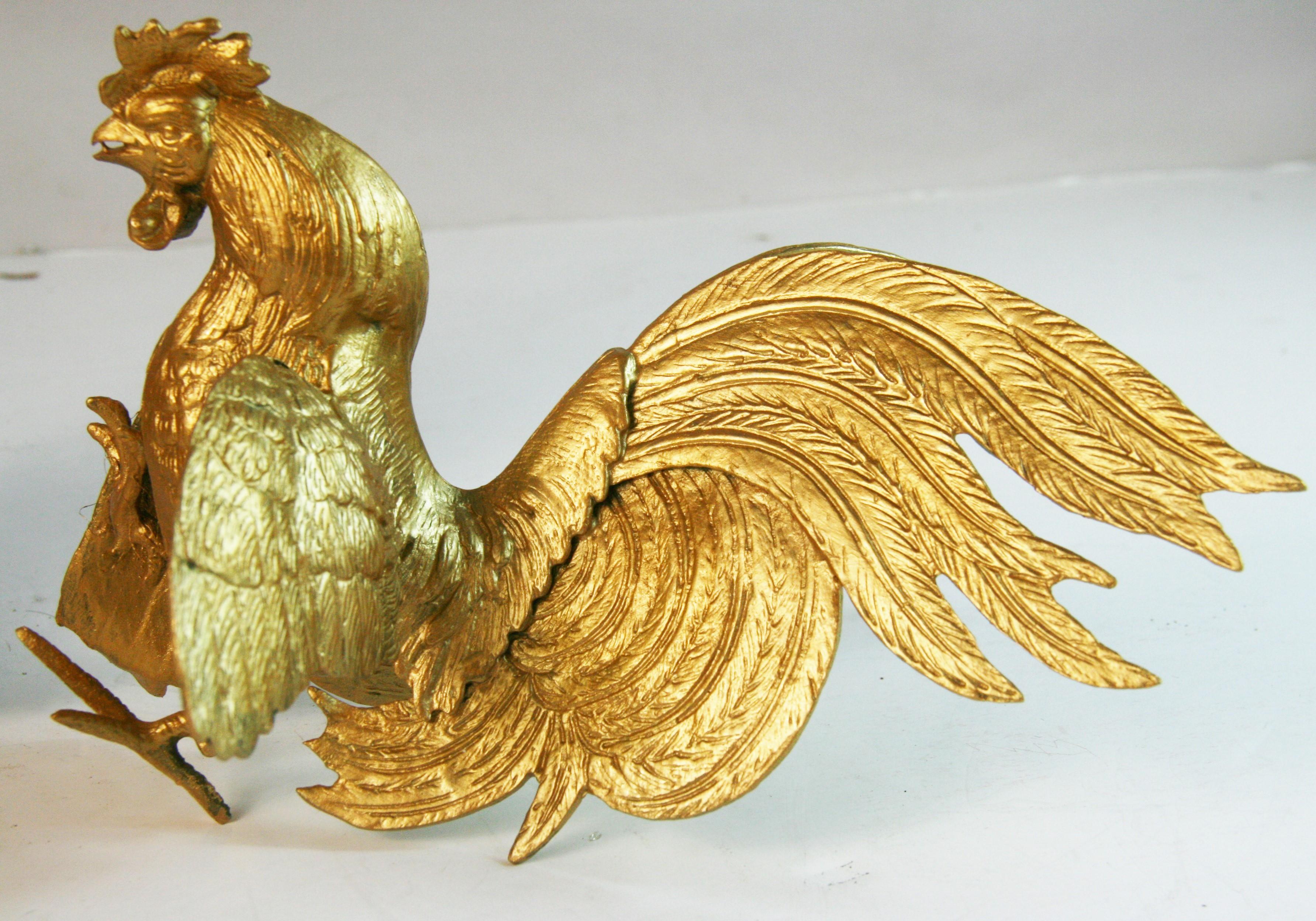 Coppia di oggetti antichi  Galli da combattimento o galli in bronzo massiccio/Finali di libri.Sculture in vendita 10