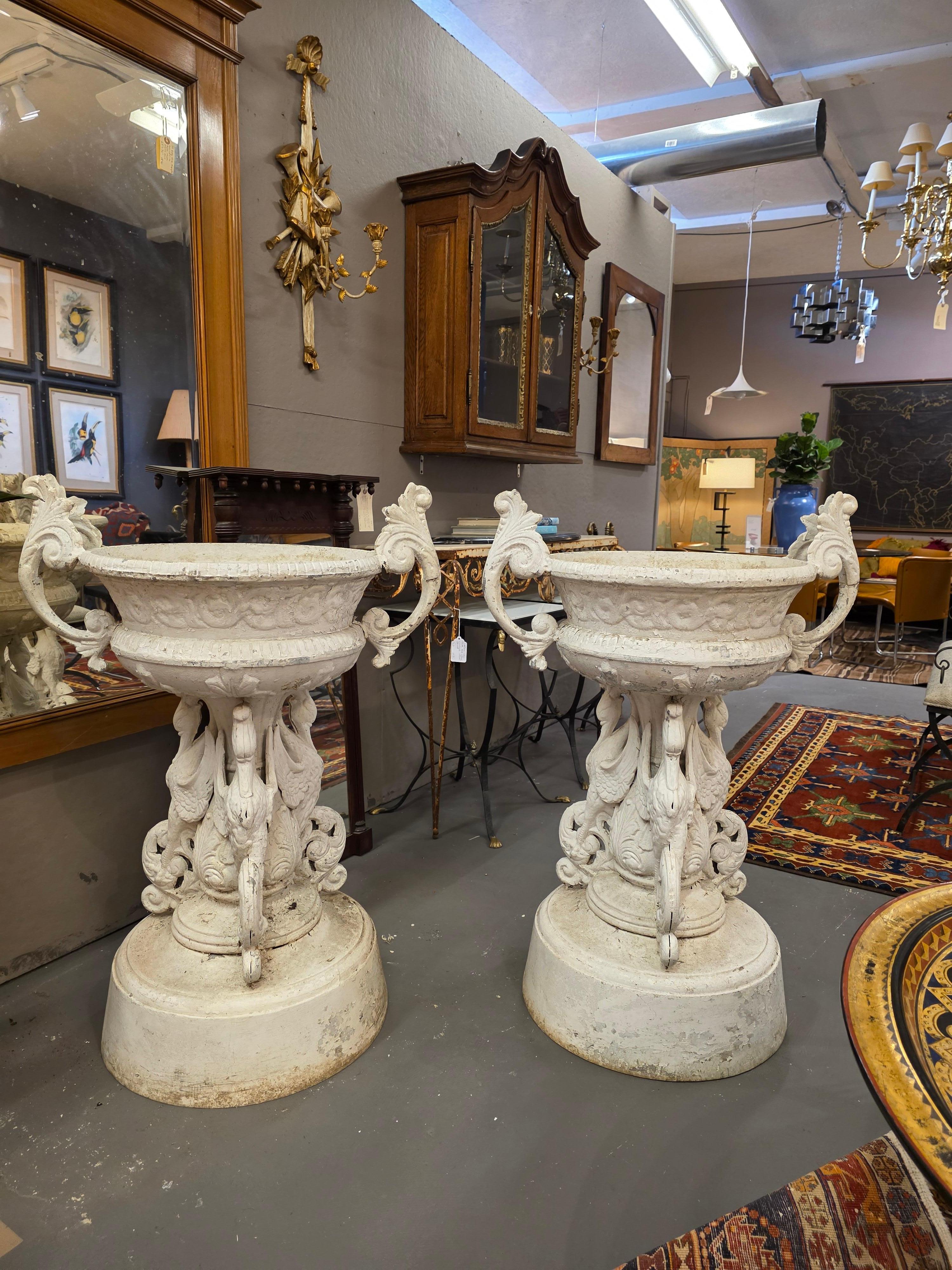 Large Pair Of Garden Urns After J. W. Fiske For Sale 2