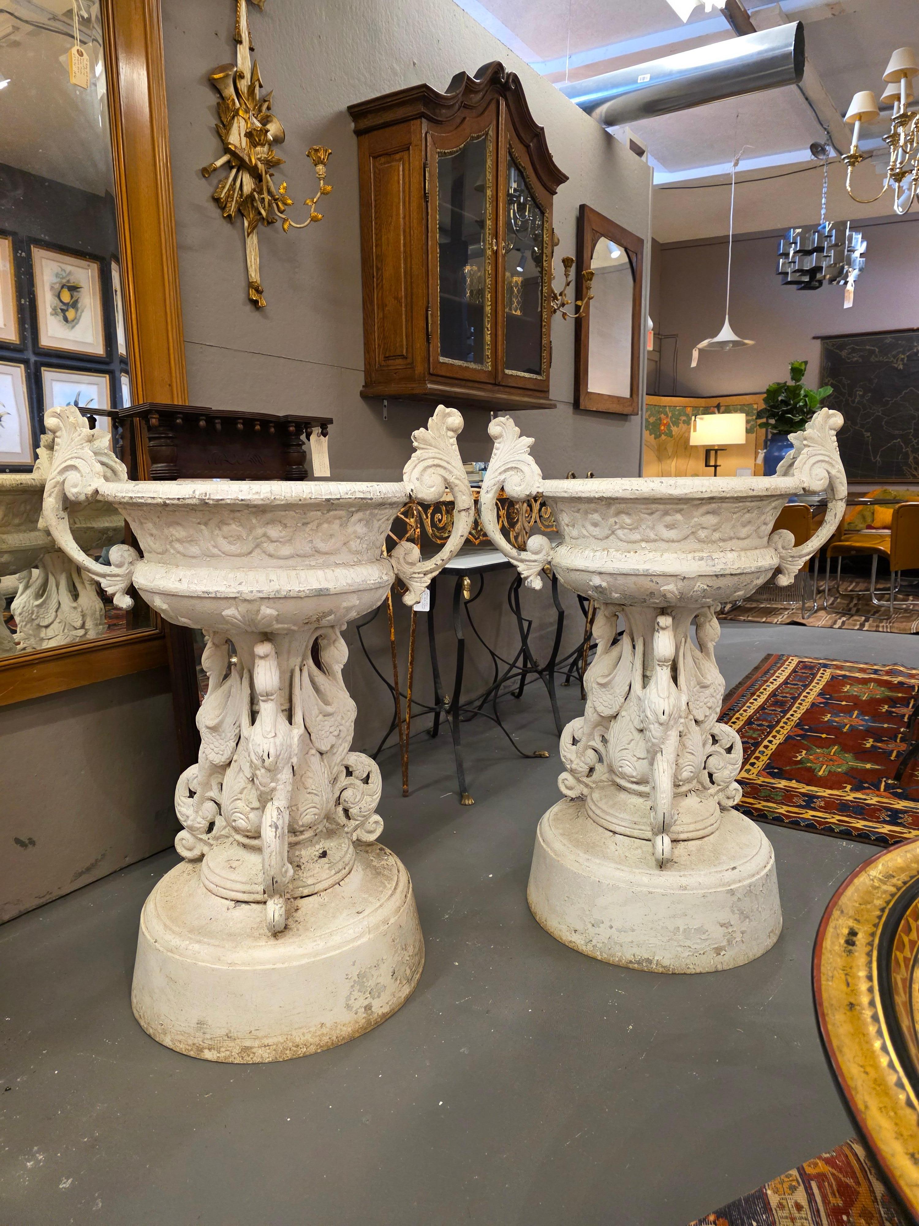 Large Pair Of Garden Urns After J. W. Fiske For Sale 11