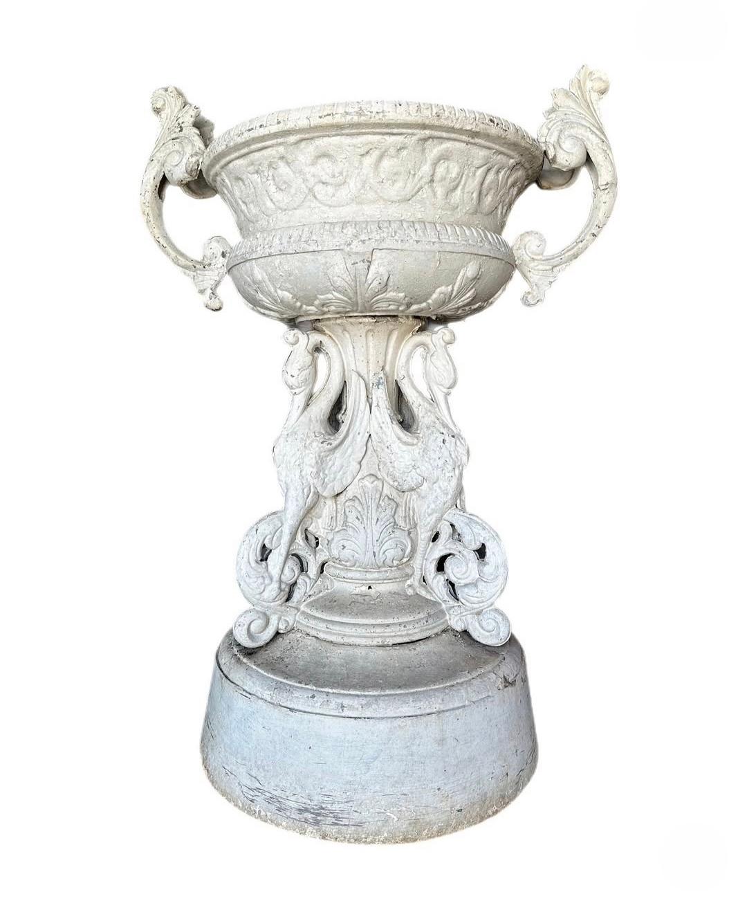 Large Pair Of Garden Urns After J. W. Fiske In Good Condition For Sale In Hudson, NY