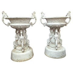 Large Pair Of Garden Urns After J. W. Fiske Large Pair Of Garden Urns After J. W. Fiske