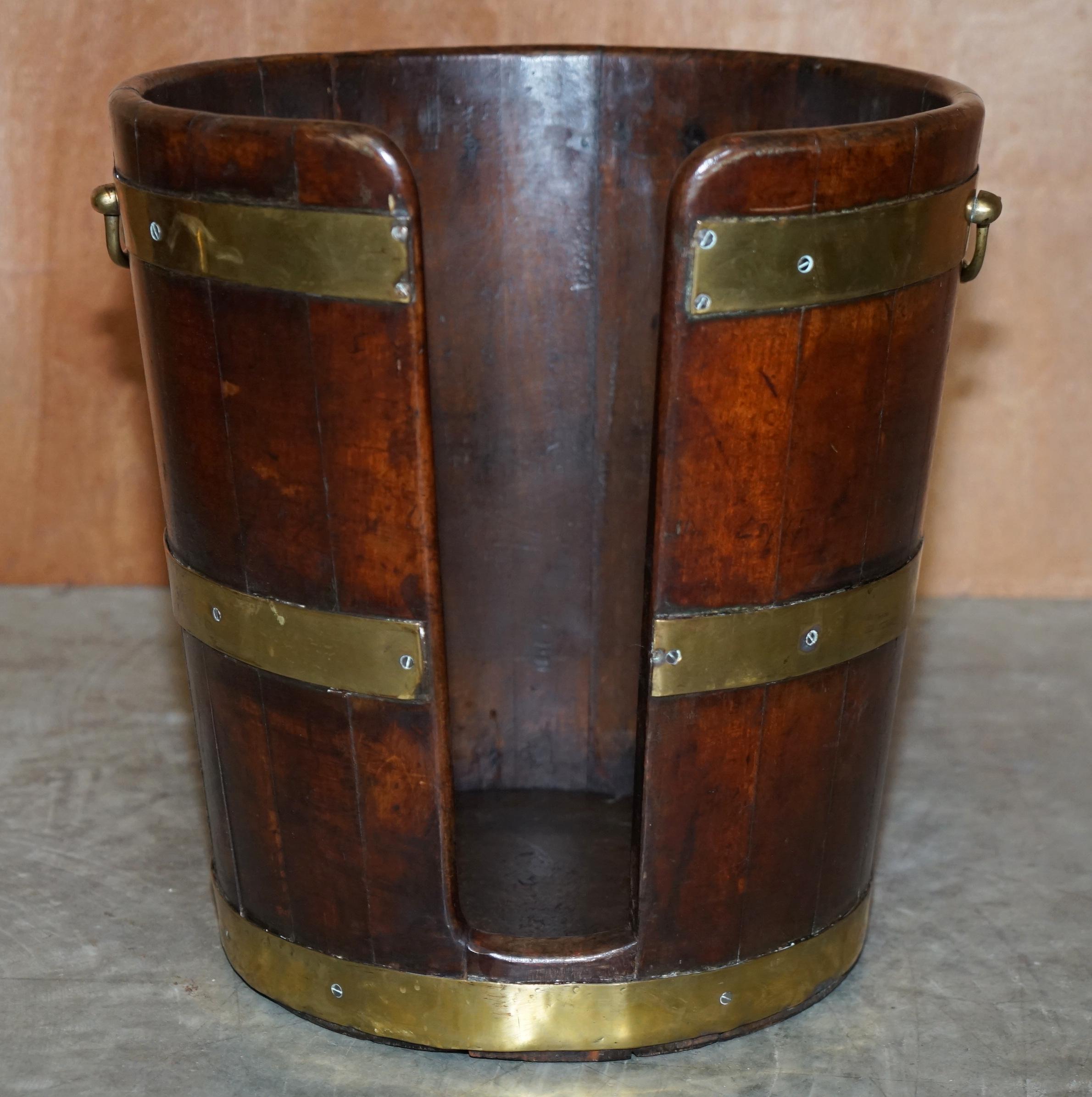 Brass Large Pair of George III 1760 Plate or Peat Military Campaign Buckets Georgian For Sale