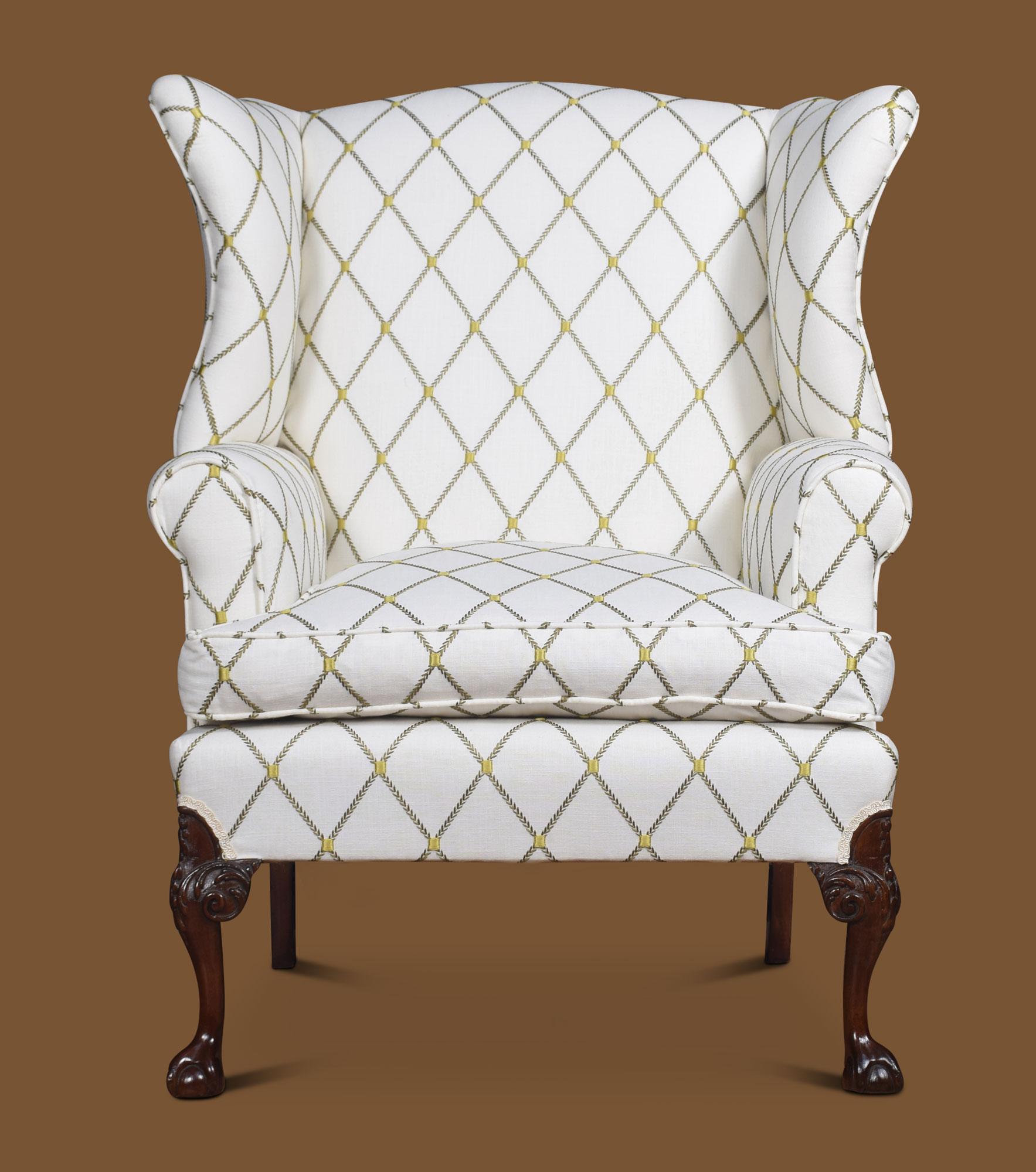 20th Century Large Pair of Georgian Style Wing Armchairs