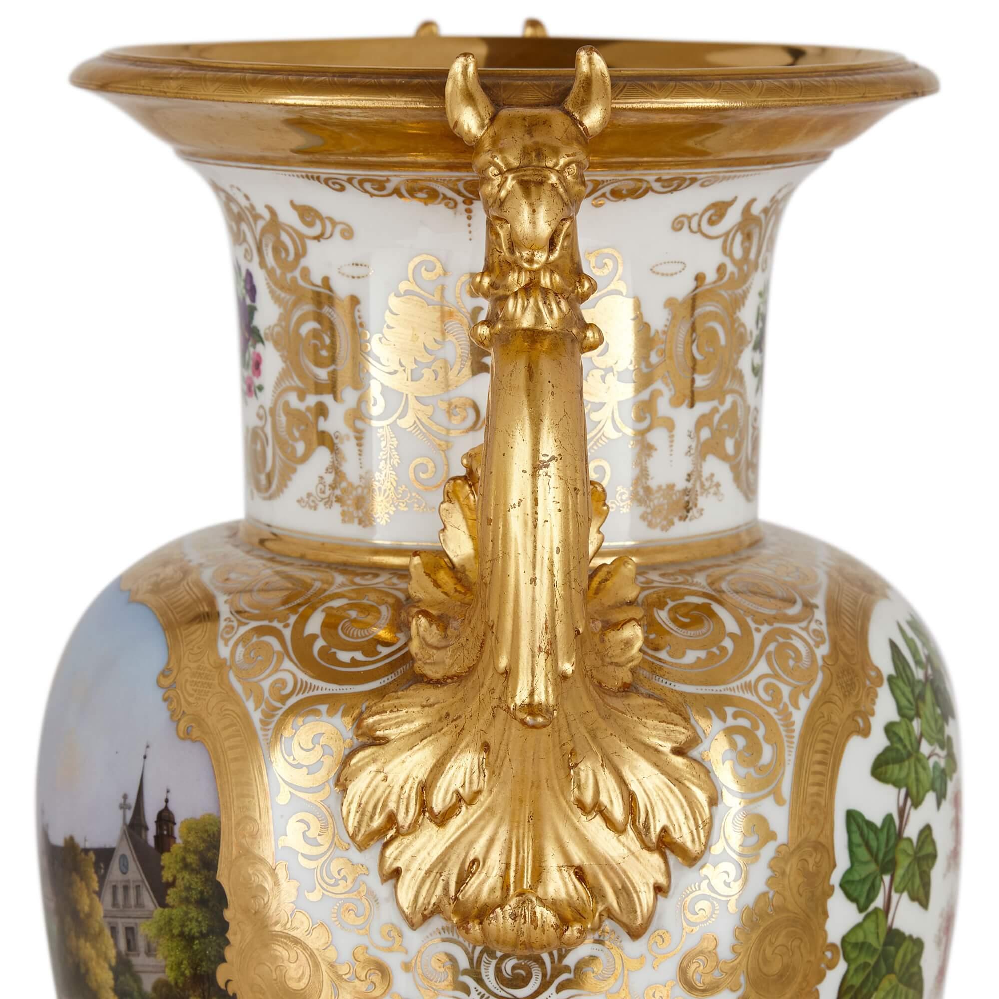 Porcellana Grande coppia di vasi in porcellana tedesca di KPM Porcelain in vendita