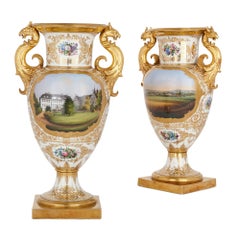 Large Pair of German Porcelain Vases by KPM