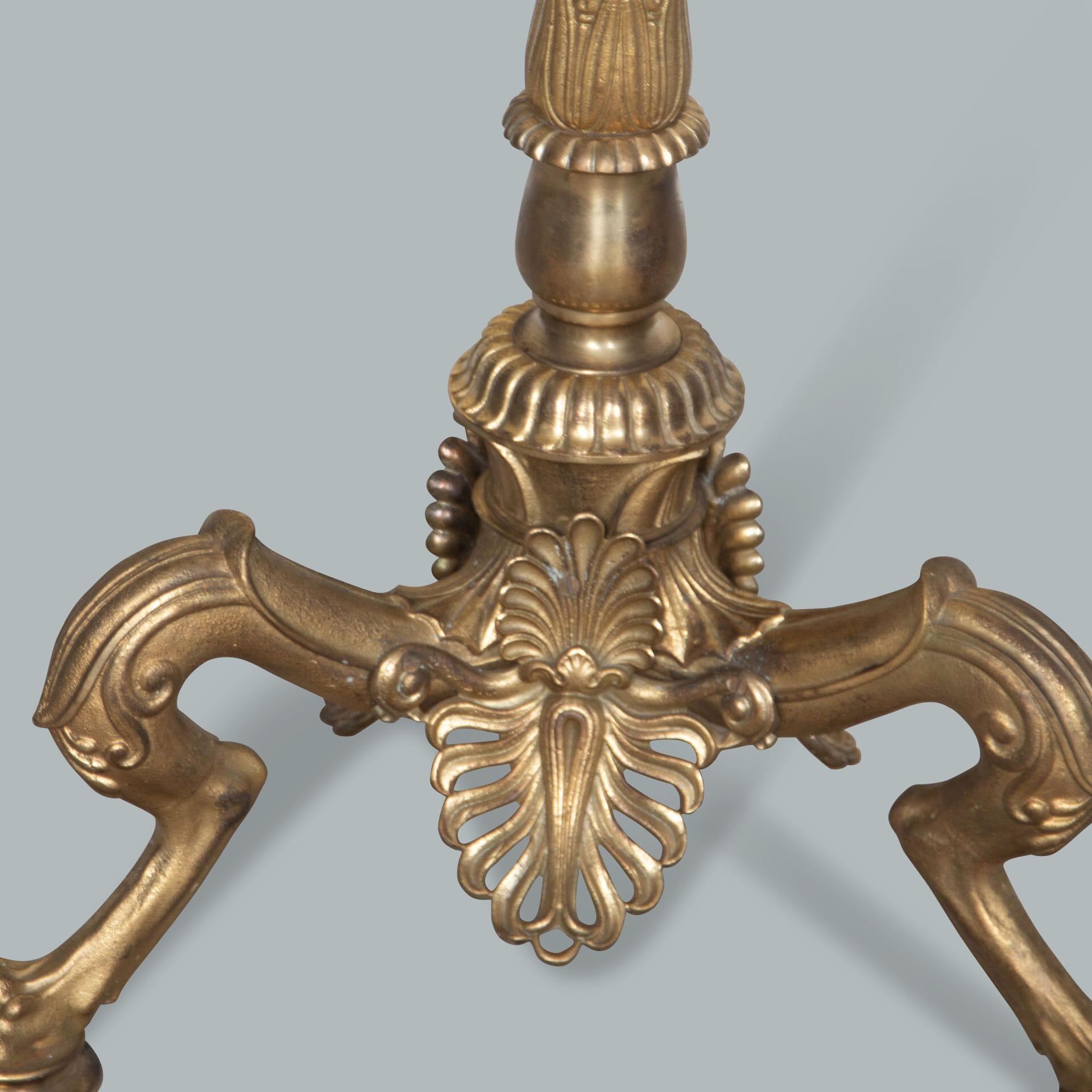 Large Pair of Floor Standing Gilt Bronze Candelabra In Good Condition For Sale In Shipston-On-Stour, GB