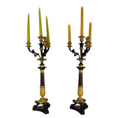 Large Pair of Gilt Bronze Candlabras - French Restoration Period (1815-1830)