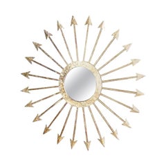 Large Pair of Gilt Iron Arrow Starburst Mirrors