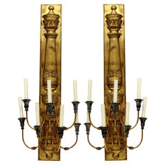 Large Pair of Gilt Metal Empire Style Sconces