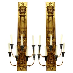 Large Pair of Gilt Metal Empire Style Sconces