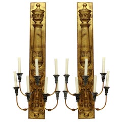 Large Pair of Gilt Metal Empire Style Sconces