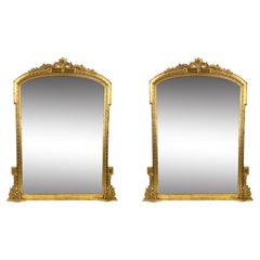 Large Pair of Gilt Wood Victorian Overmantle Mirrors