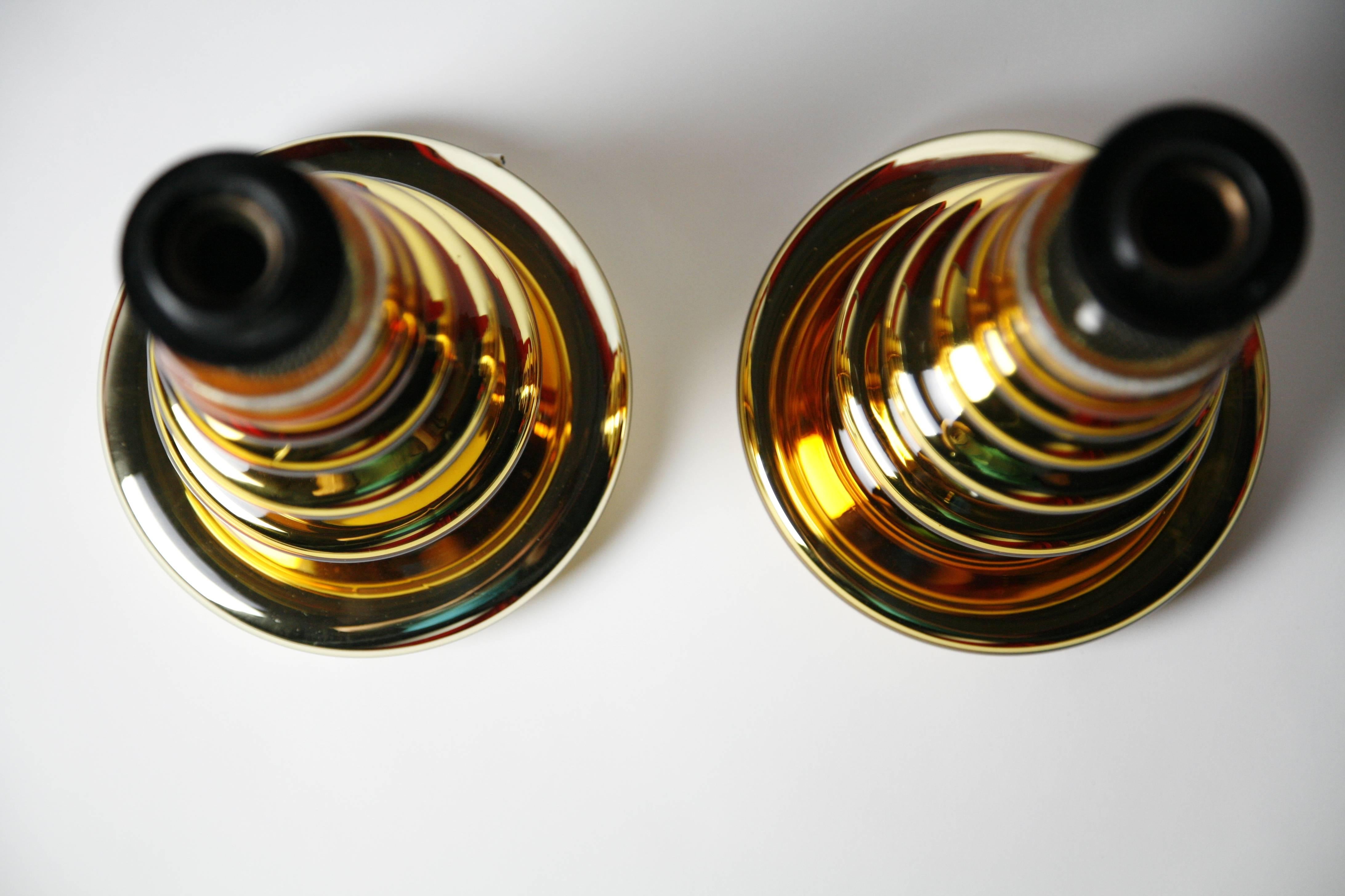 Large Pair of Gold Glass Lamps by Flygsfors, Sweden, 1970 3