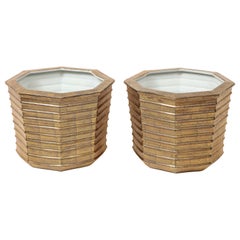 Large Pair of Gold Luster Porcelain Planters