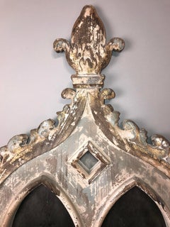 Large Pair of Gothick Style Grey Painted Pier Mirrors