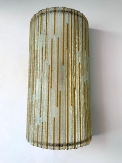 Large Pair of Hammered Amber Glass Ice Sconces by Biancardi. Italy, 1970s