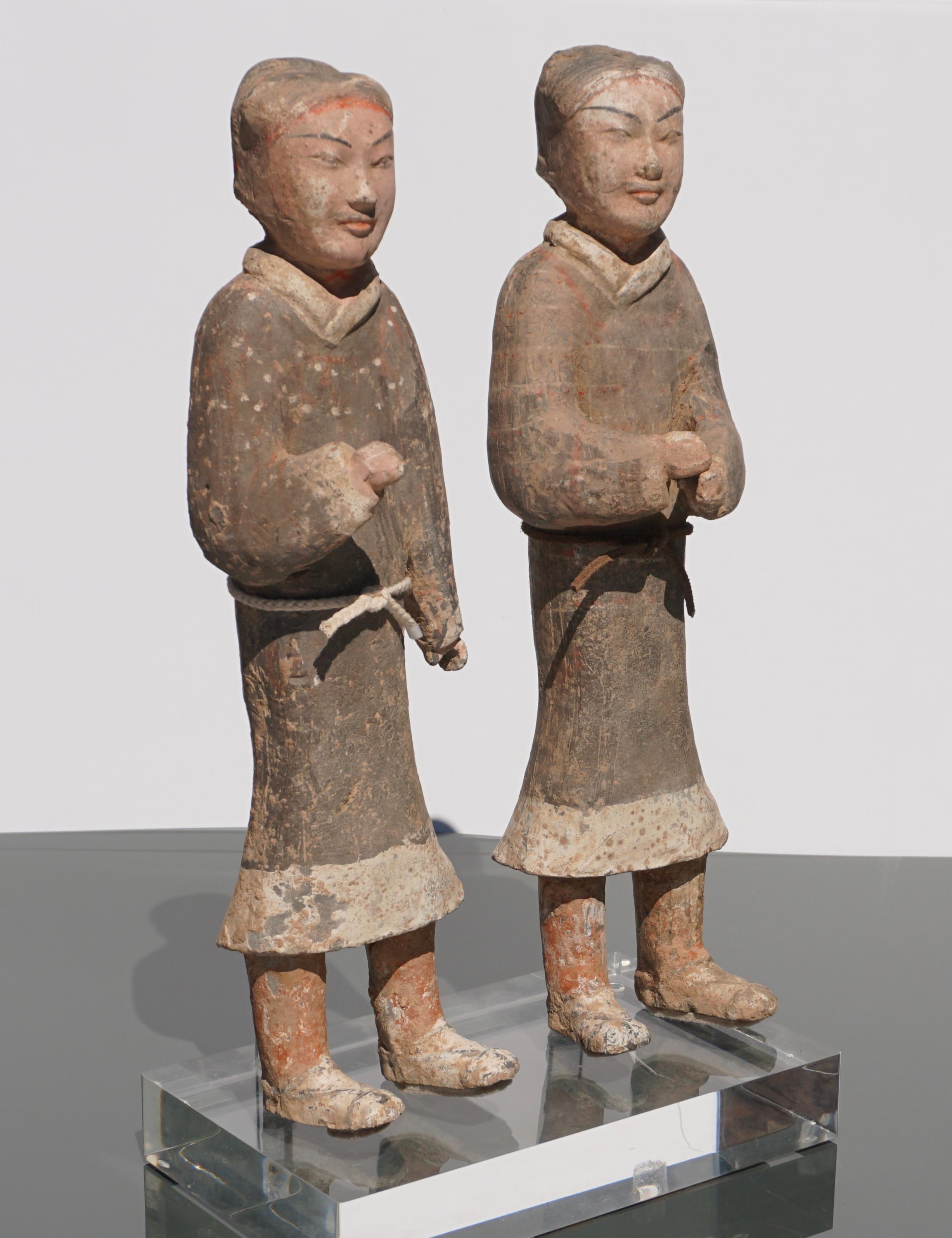 Large Pair of Han Dynasty Guardsmen Warriors '200BC-200AD' Attributed In Good Condition In Dallas, TX