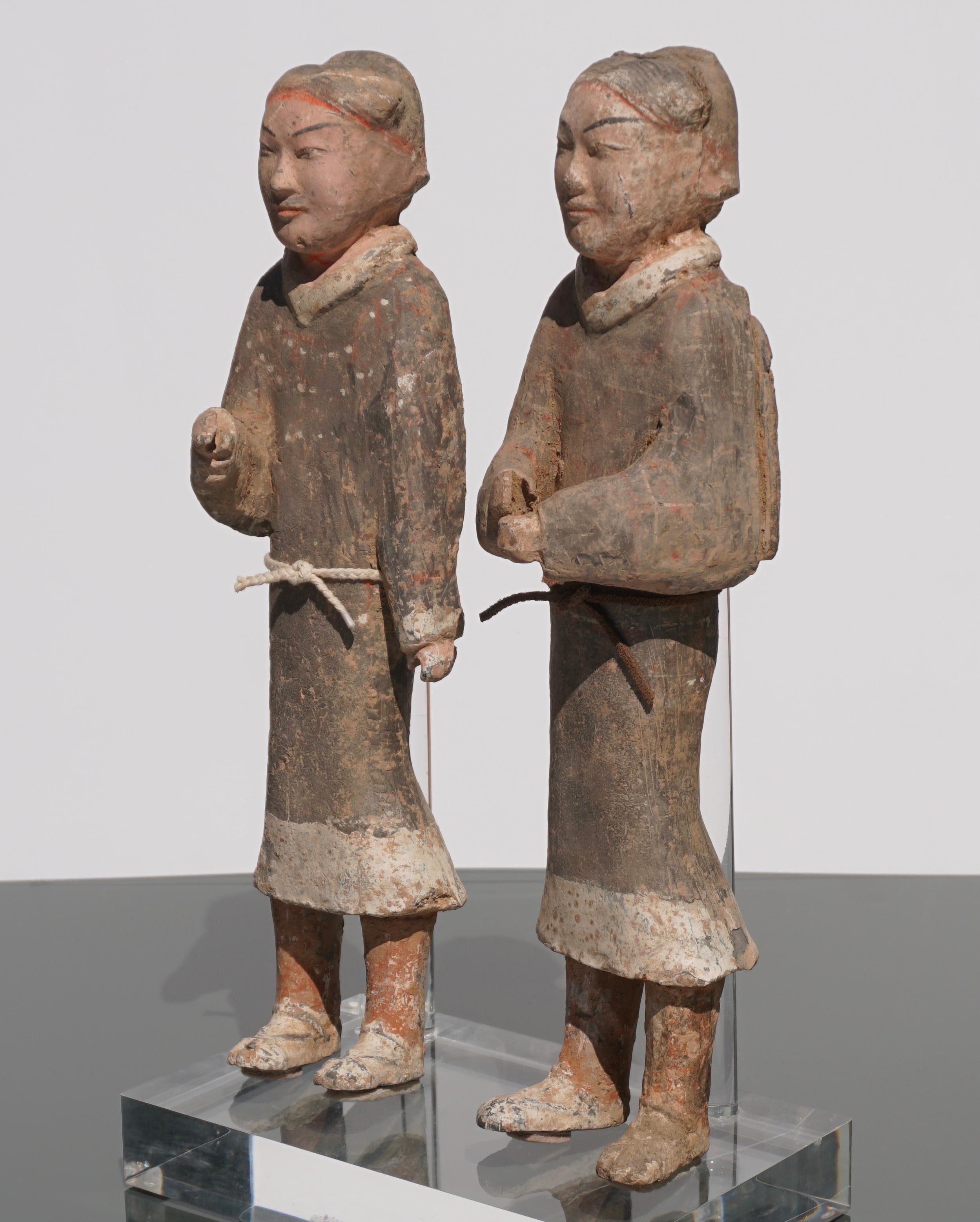 18th Century and Earlier Large Pair of Han Dynasty Guardsmen Warriors '200BC-200AD' Attributed