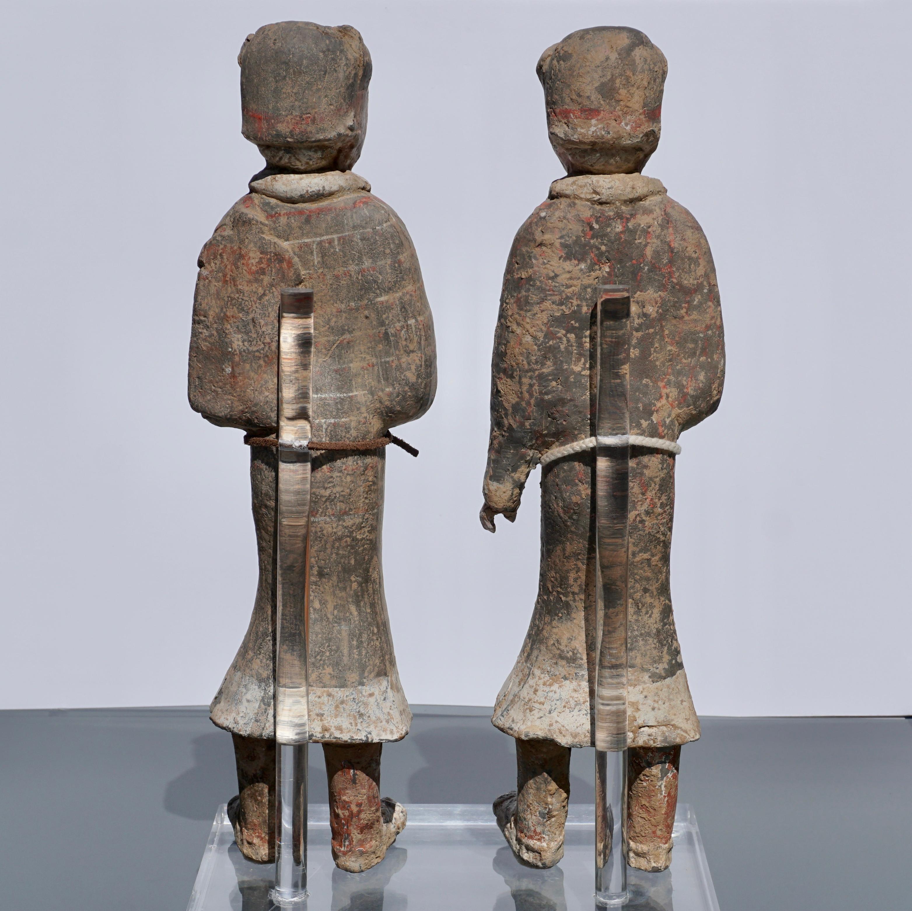 Terracotta Large Pair of Han Dynasty Guardsmen Warriors '200BC-200AD' Attributed