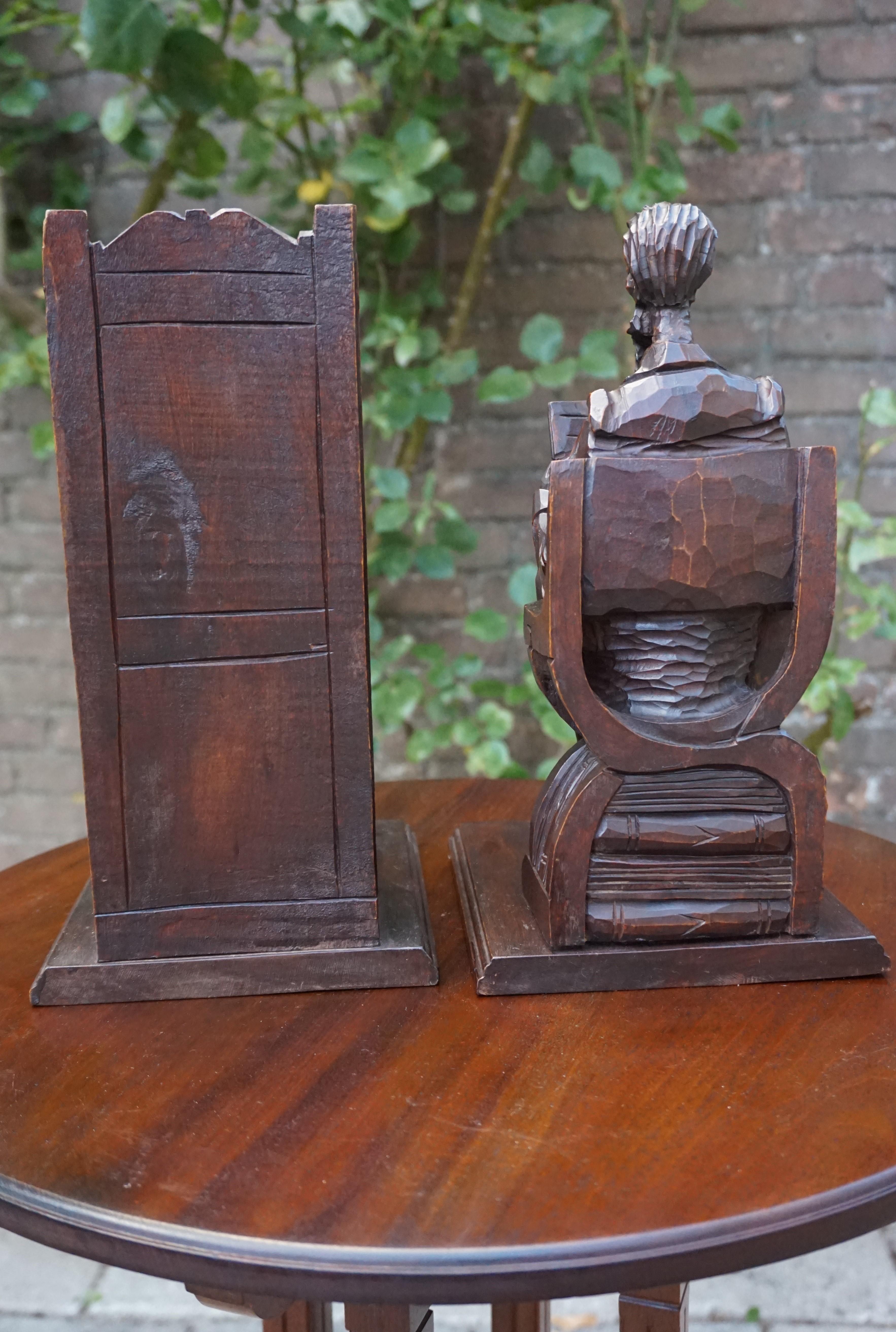 Large Pair of Hand-Carved and Ebonized 1930s Don Quixote & Sancho Panza Bookends 8