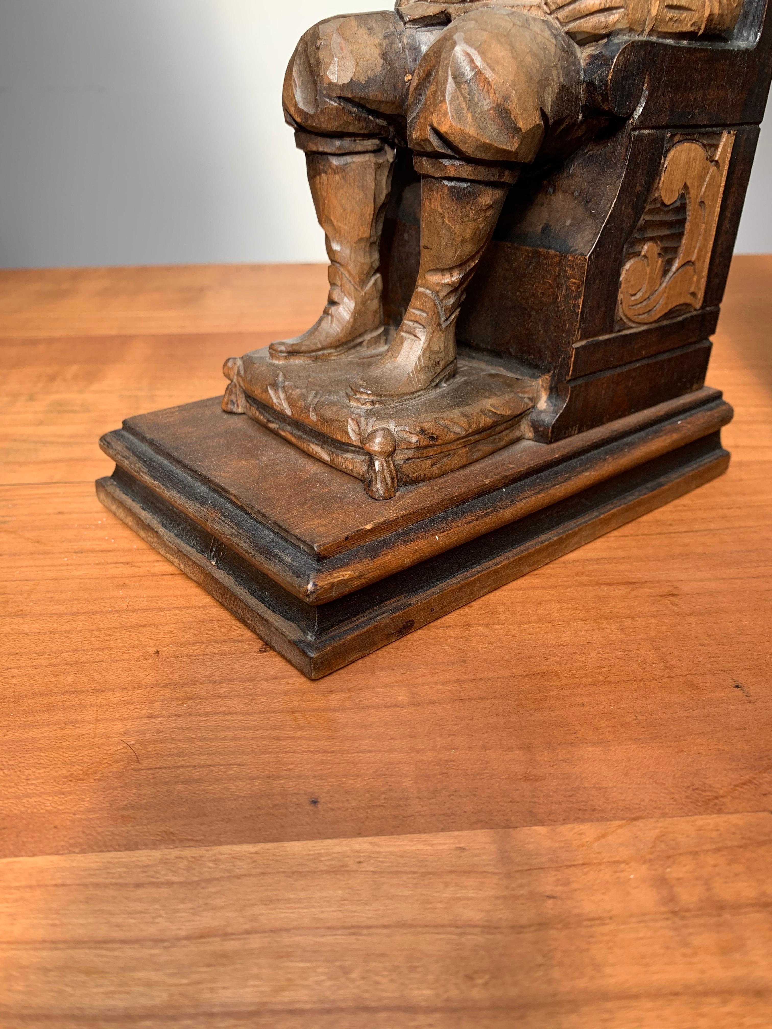 Large Pair of Hand Carved and Ebonized 1930s Don Quixote & Sancho Panza Bookends 5