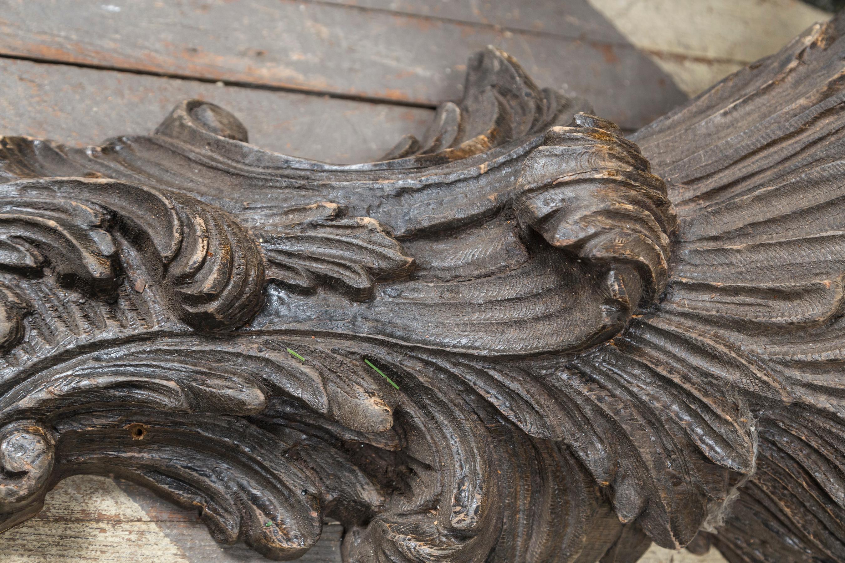 19th Century Large Pair of Hand Carved Wood Wall Brackets For Sale