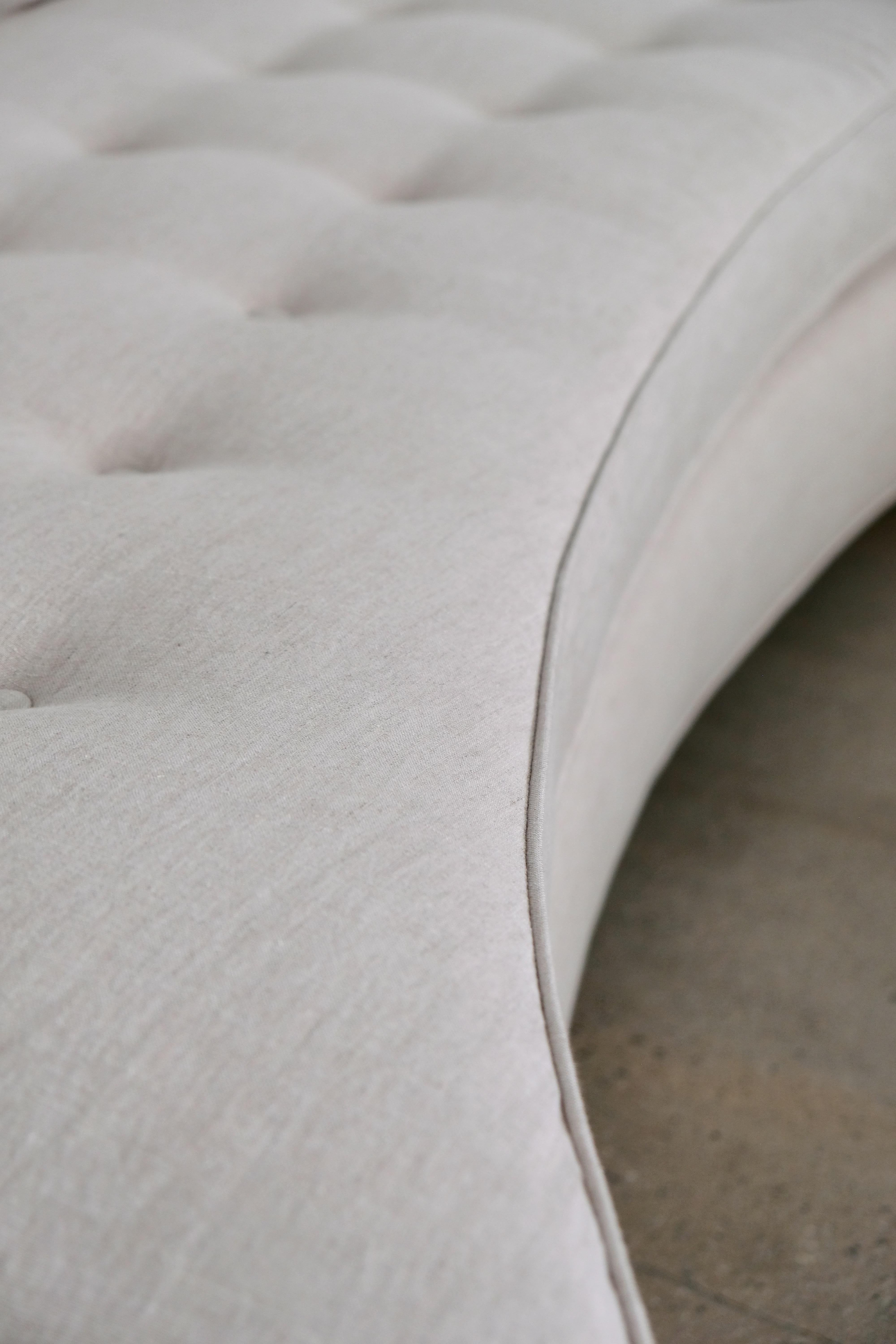 Large Pair of Harvey Probber Attributed Curved Sofas in Natural Linen 12
