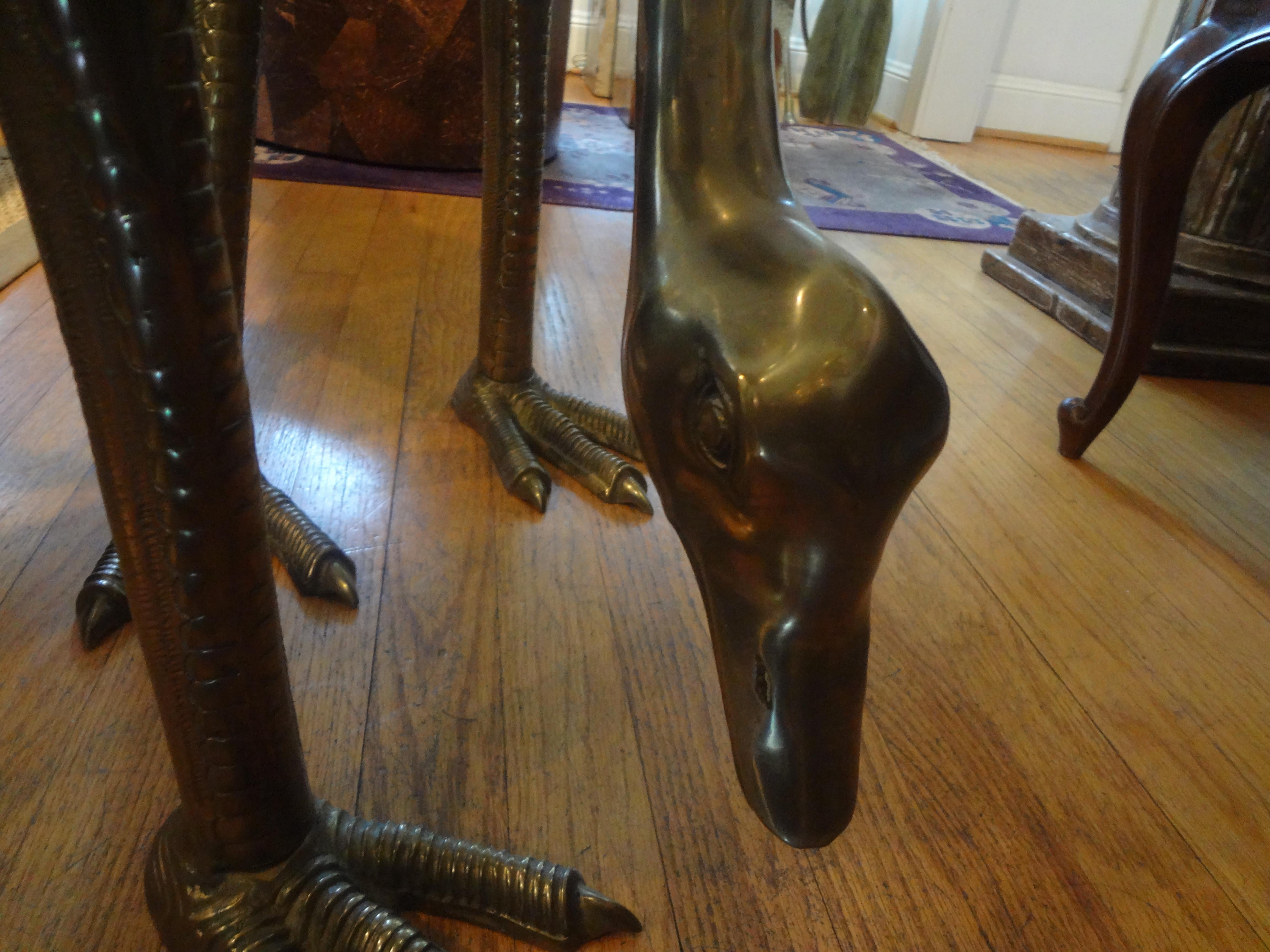 Large Pair of Hollywood Regency Brass Ostrich Figures For Sale 3