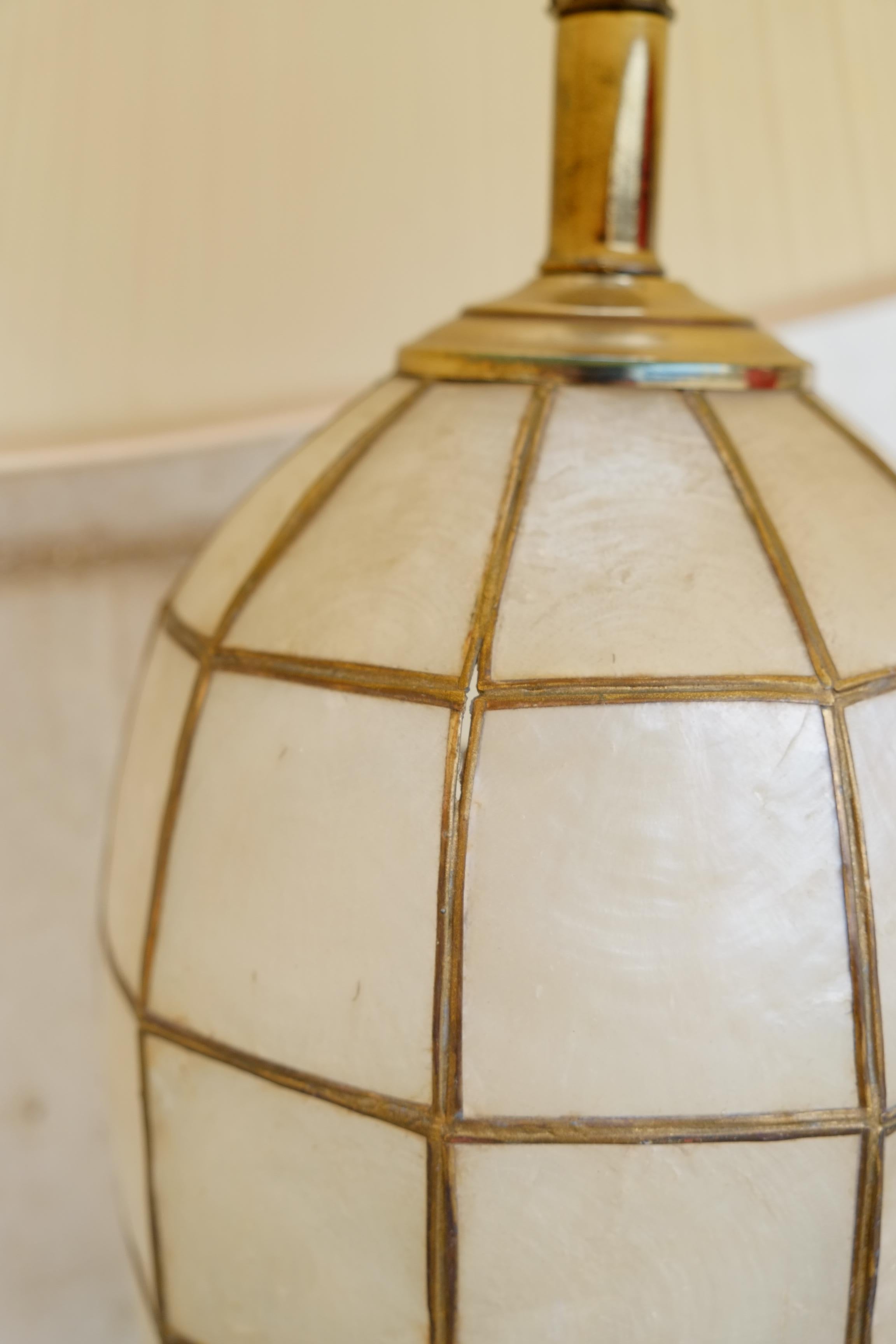 Large Pair of Hollywood Regency Lapis Shell Table Lamps For Sale 5