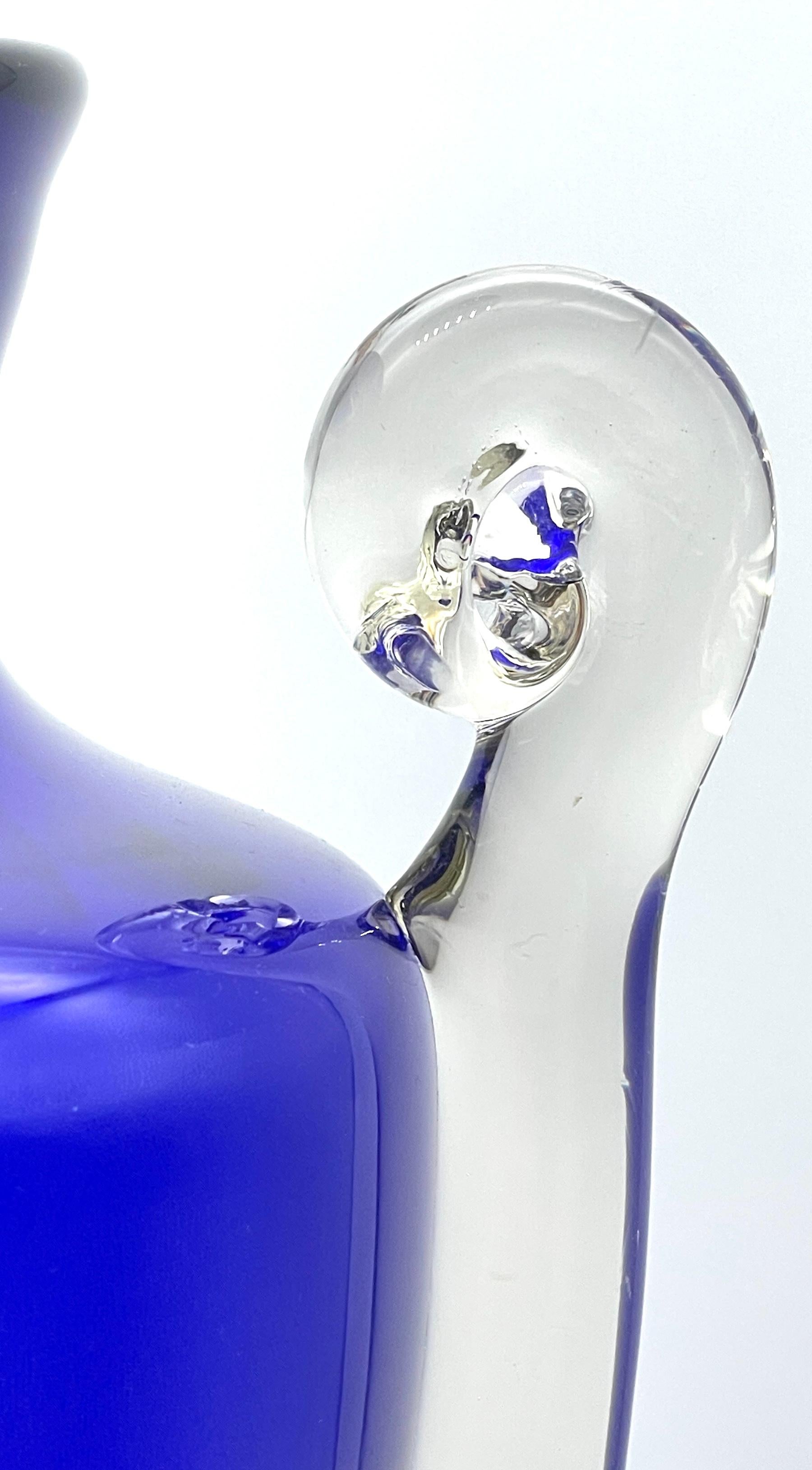 Grande coppia di vasi in vetro di Murano blu cobalto in stile Hollywood Regency in vendita 4