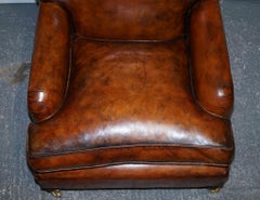 LARGE PAIR OF HOWARD STYLE HAND DYED LEATHER ARMCHAIRS FEATHER FILLED CUSHiONS