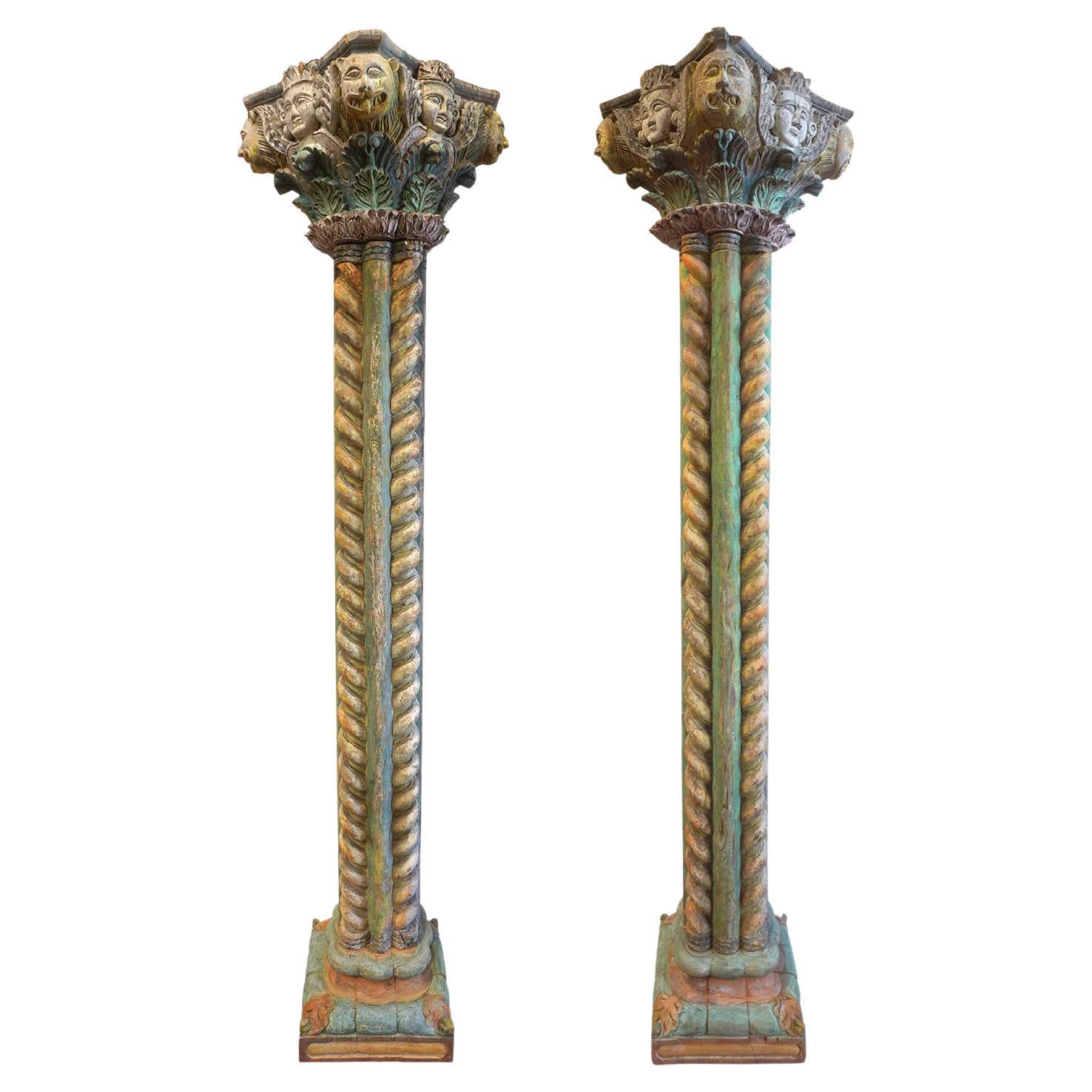 Large Pair of Indian Architectural Columns For Sale