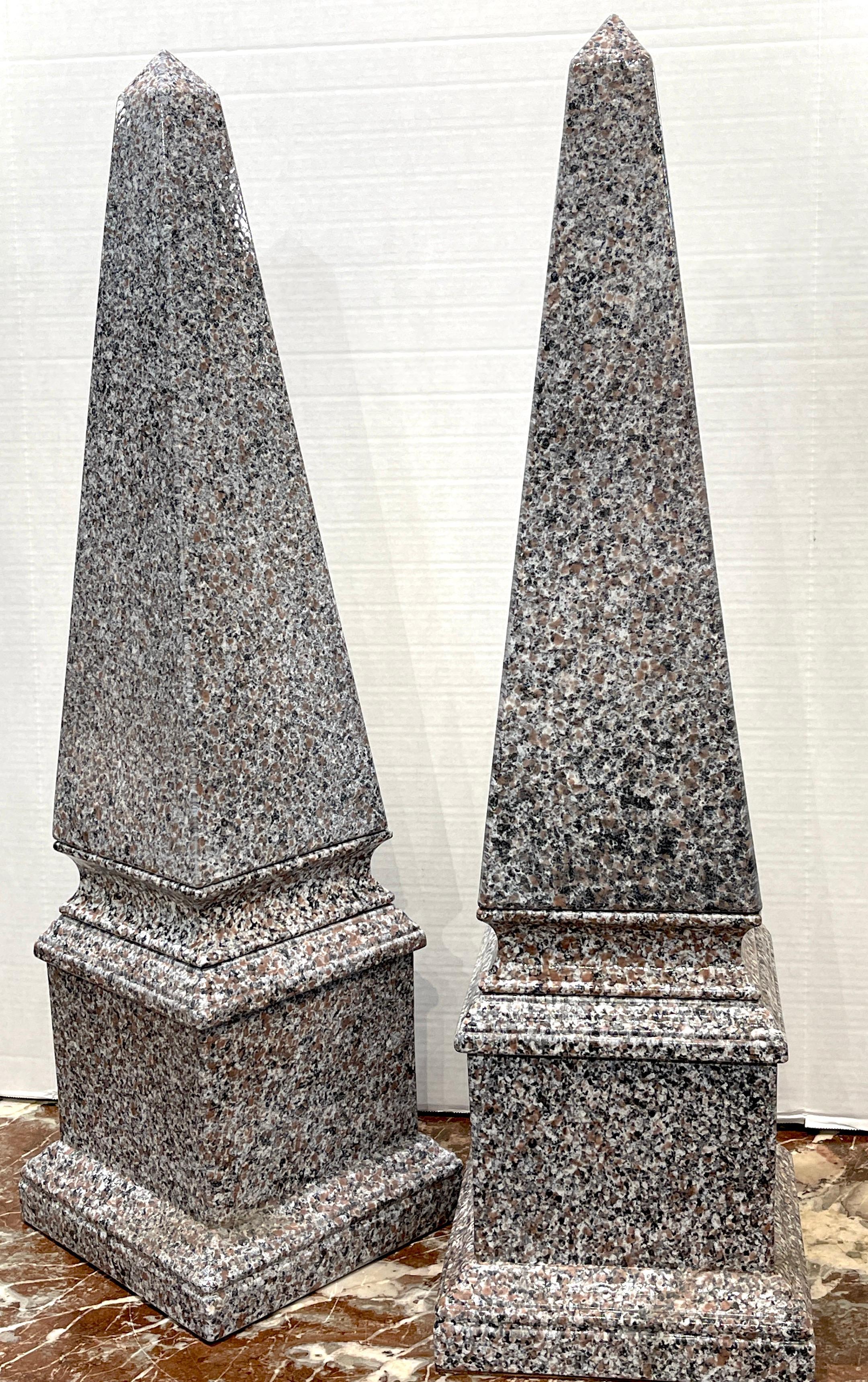 20th Century Large Pair of Italian Aptware/Mixed Earth Obelisks